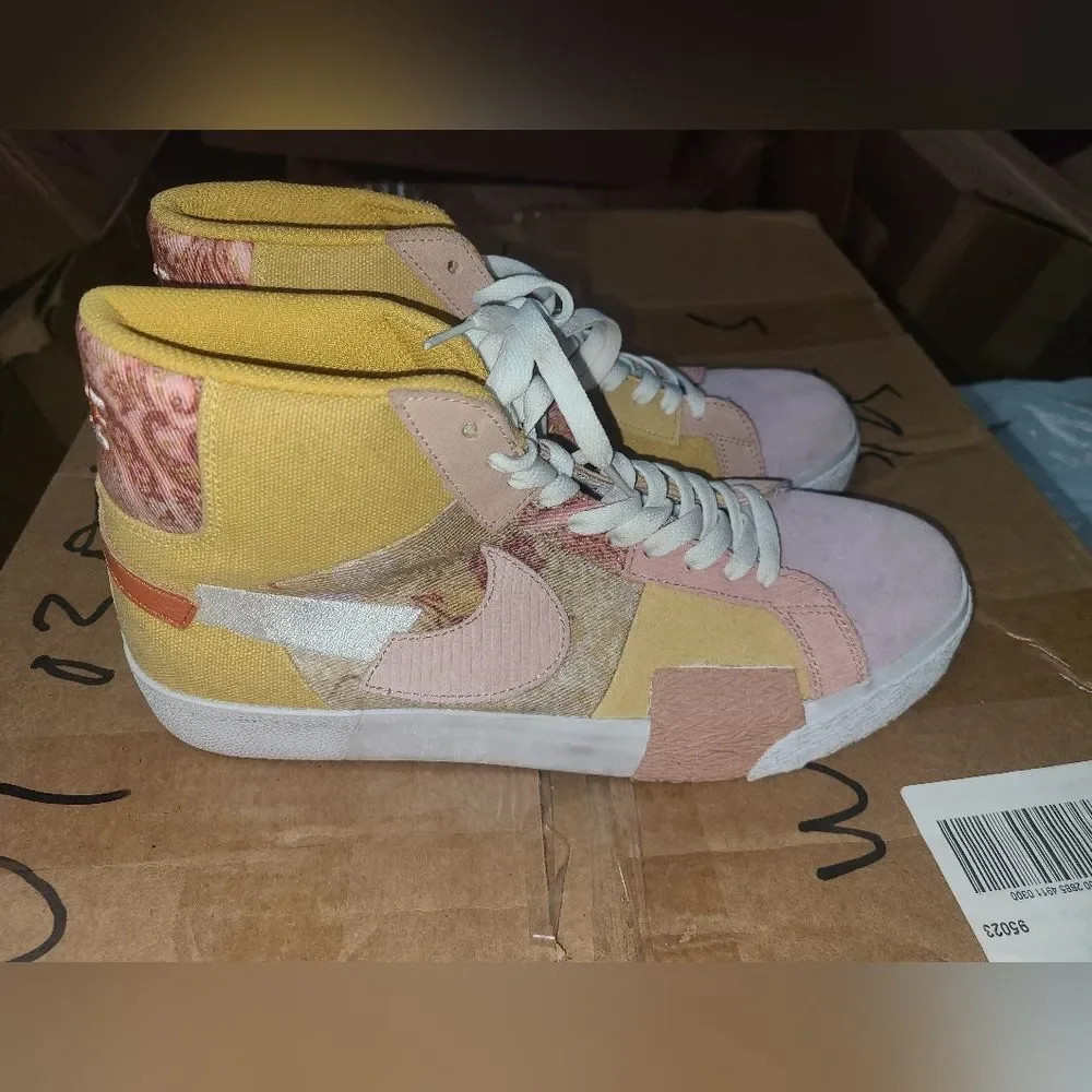 Nike Zoom Blazer Mid Premium SB Paisley Pack Sanded Gold Skate  Sneakers Men 10